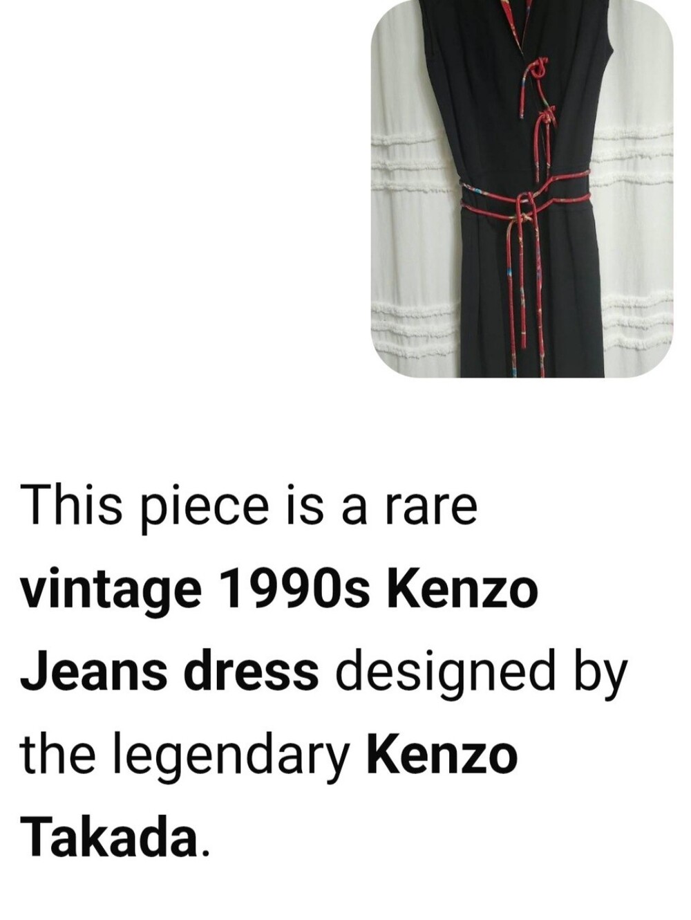 Vtg 90's Kenzo Jeans Cheongsam Qipao Midi Dress Black Red Floral Print Archival